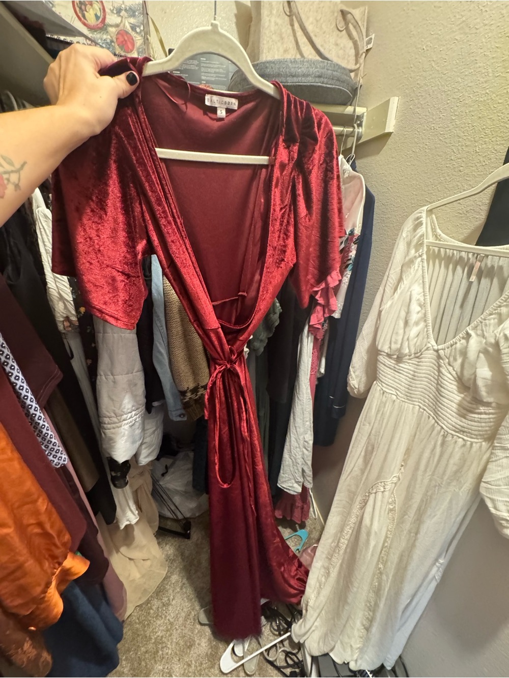 Baltic Born Velvet Burgundy Wrap Dress Size S